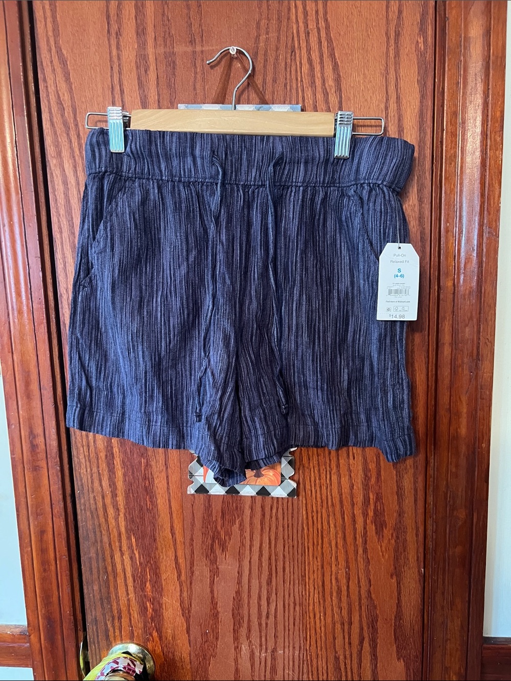 Time and Tru Navy Pinstripe Drawstring Athletic Shorts